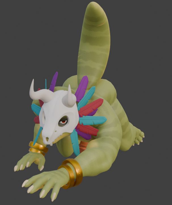 Witch doctor crawling seductively looking at the camera