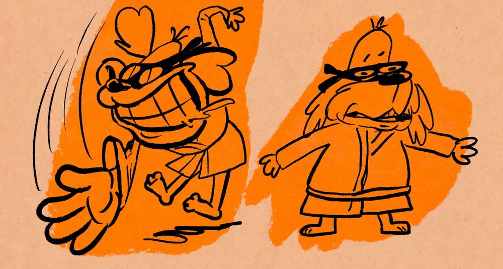 kung pow hooey demonstrates his karate chop ability and stands there