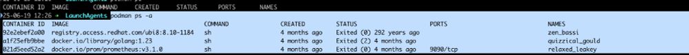 podman ps output showing a container created 4 months ago as having exited 292 years ago...