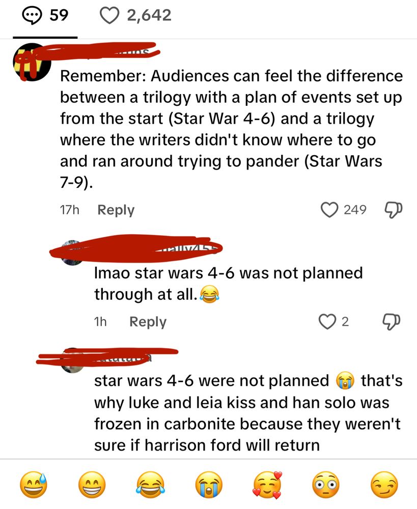 A screencap of people arguing about Star Wars in a comment section 