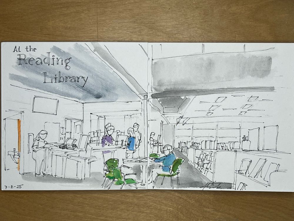 Reading Library, Reading, Ohio. Ink and watercolor. 
