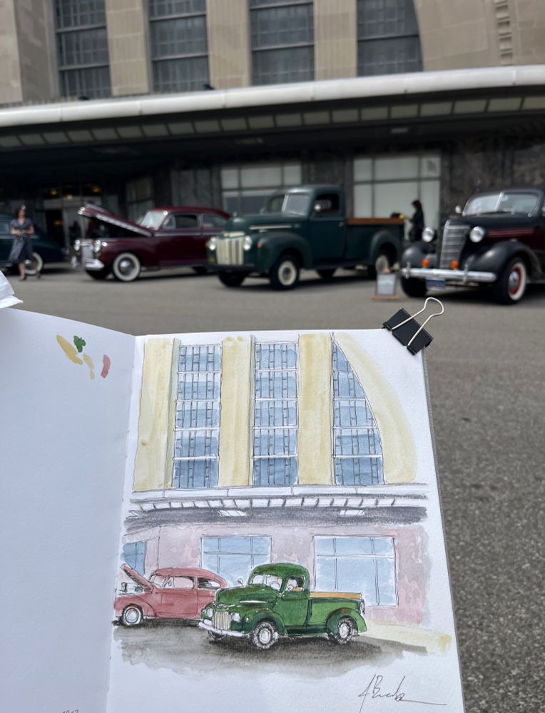 Sketch and vehicle together. 