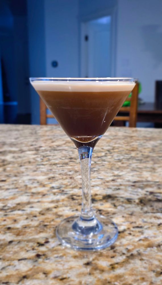 Espresso martini on a granite countertop 