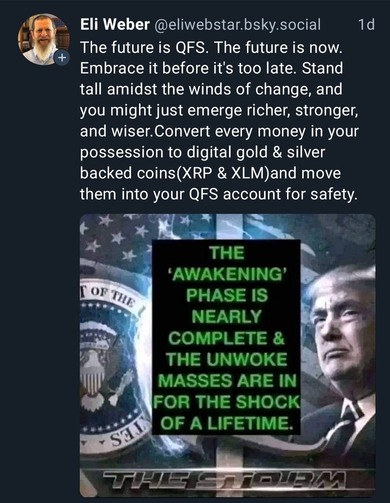 QAnon shit by @eliwebstar.bsky.social