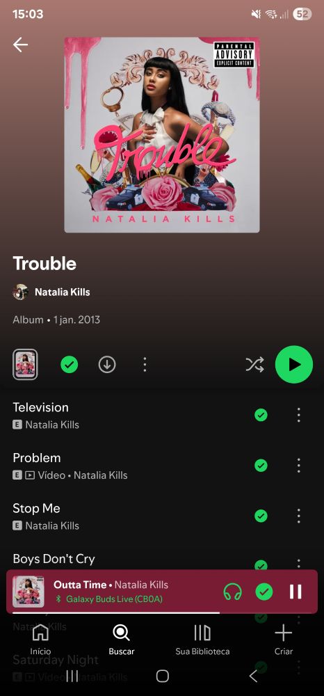 Print screen do álbum Trouble da Natalia Kills no Spotify