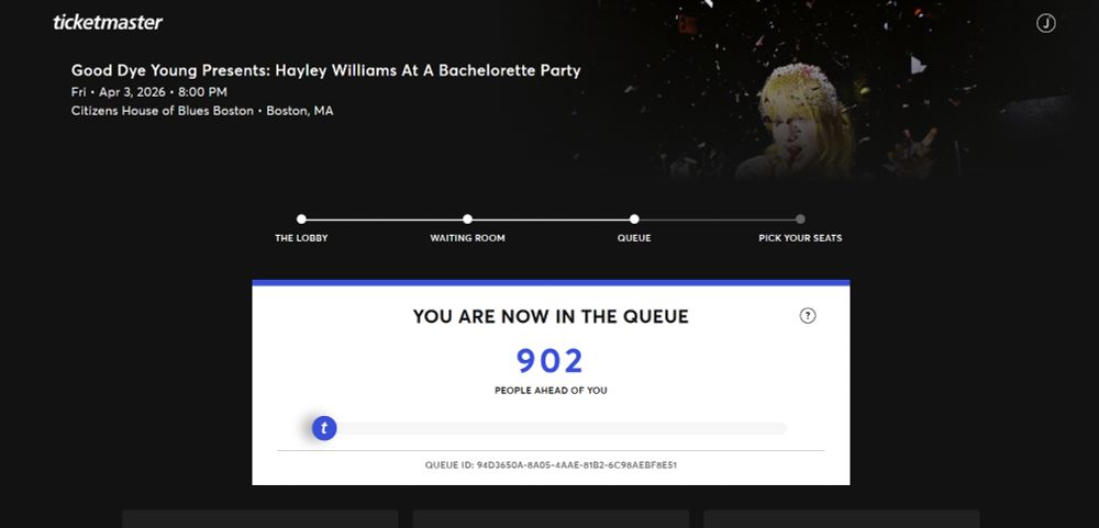 902 people ahead of me in the Ticketmaster queue for a 2200 person venue 
