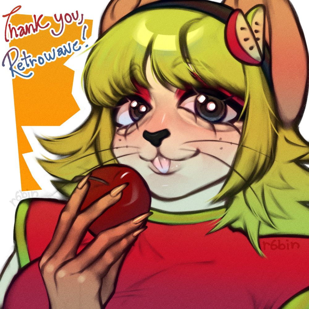 digital art of retrowaveracer's oc "apple zapple"
