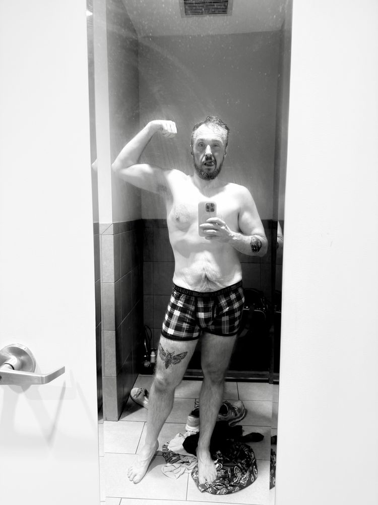 Me flexing in my underwear. 