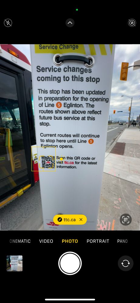 A TTC sign advising of service changes.