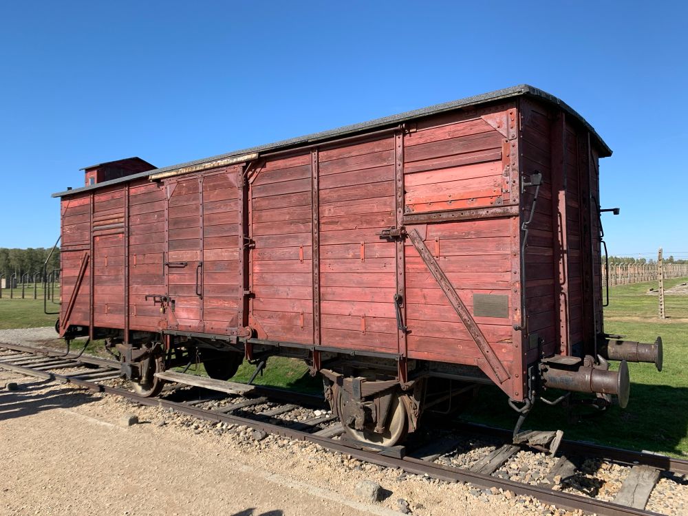 Train cart at Auschwitz-Birkenau Memorial and Museum
