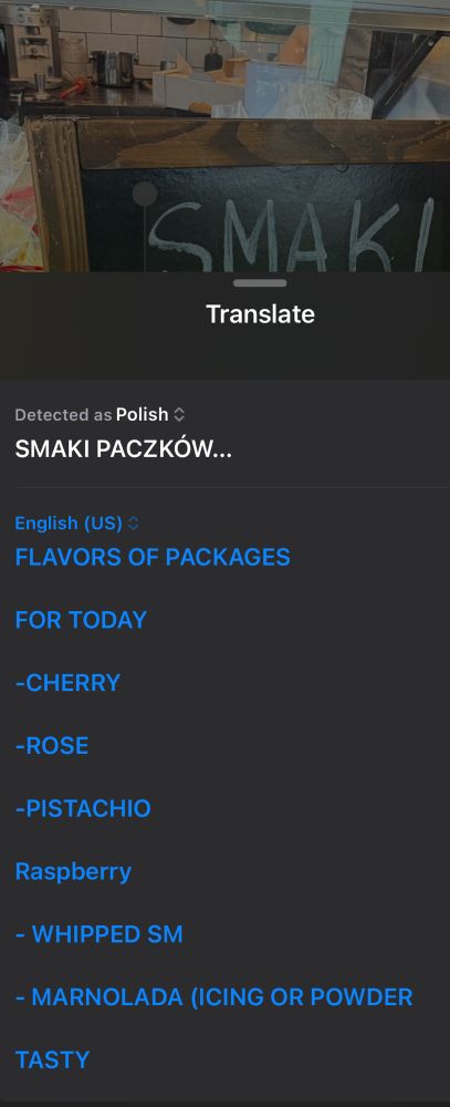 Detected as Polish *
SMAKI PACZKÓW...
English (US) *
FLAVORS OF PACKAGES
FOR TODAY
-CHERRY
-ROSE
-PISTACHIO
Raspberry
- WHIPPED SM
- MARNOLADA (ICING OR POWDER
TASTY