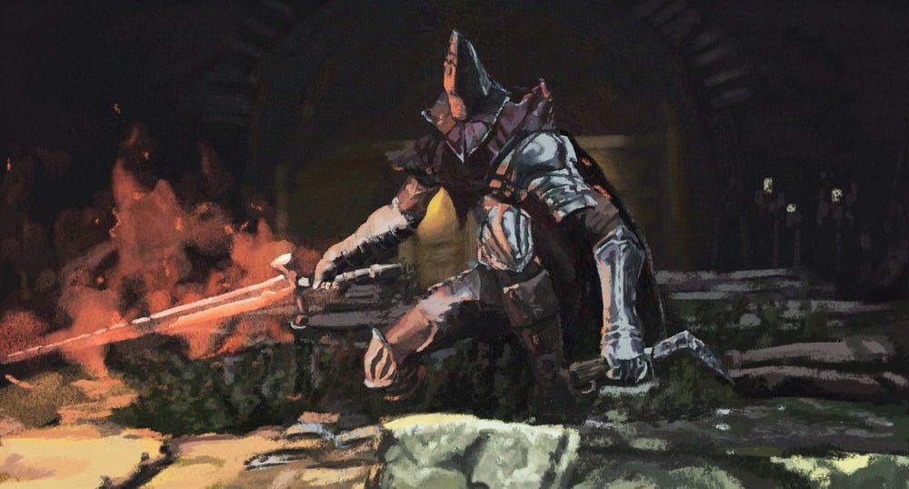 Fan art of a Dark Souls 3 boss "Abyss watchers"