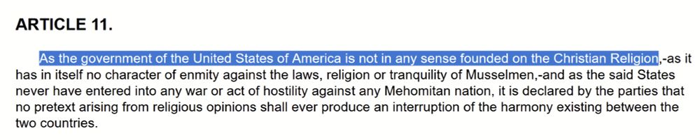 "As the government of the United States of America is not in any sense founded on the Christian Religion..."