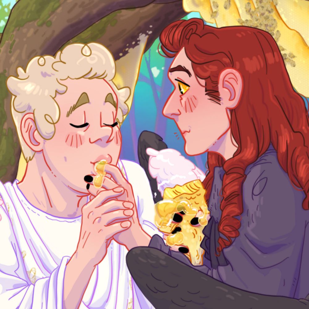 a close-up of the first pic focusing on Aziraphale and Crowley
