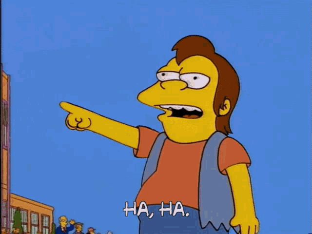 Mème de Nelson des Simpsons qui fait « ha ha »