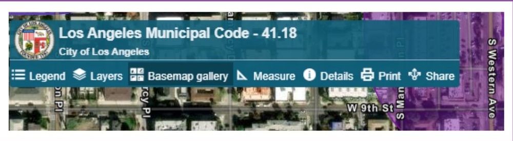 A screenshot of the web interface for the City of Los Angeles 41.18 map online. It has dated UI and is not easy to use on mobile devices.