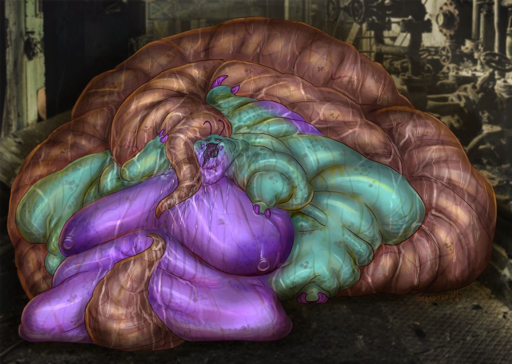 Cati the caterpillar nuzzling a massive slimy earthworm 