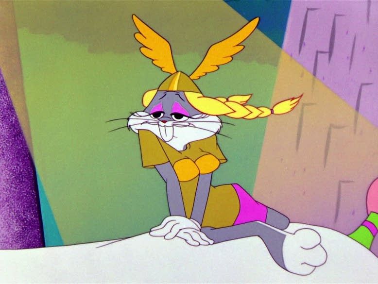 Bugs Bunny as a Wagnerian Valkyrie.  