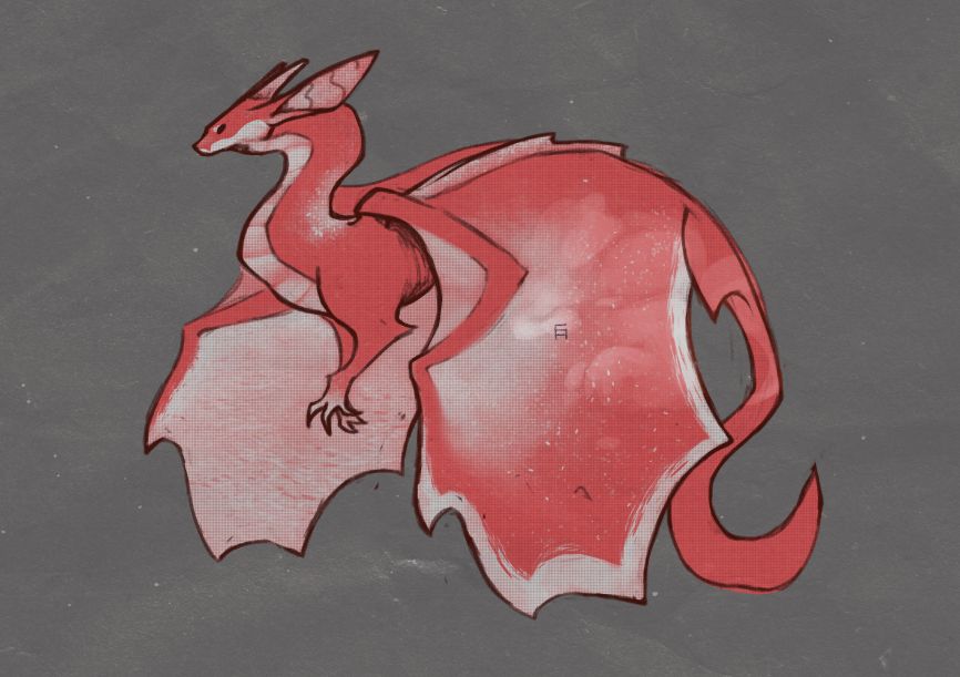 cherry red dragon sketch