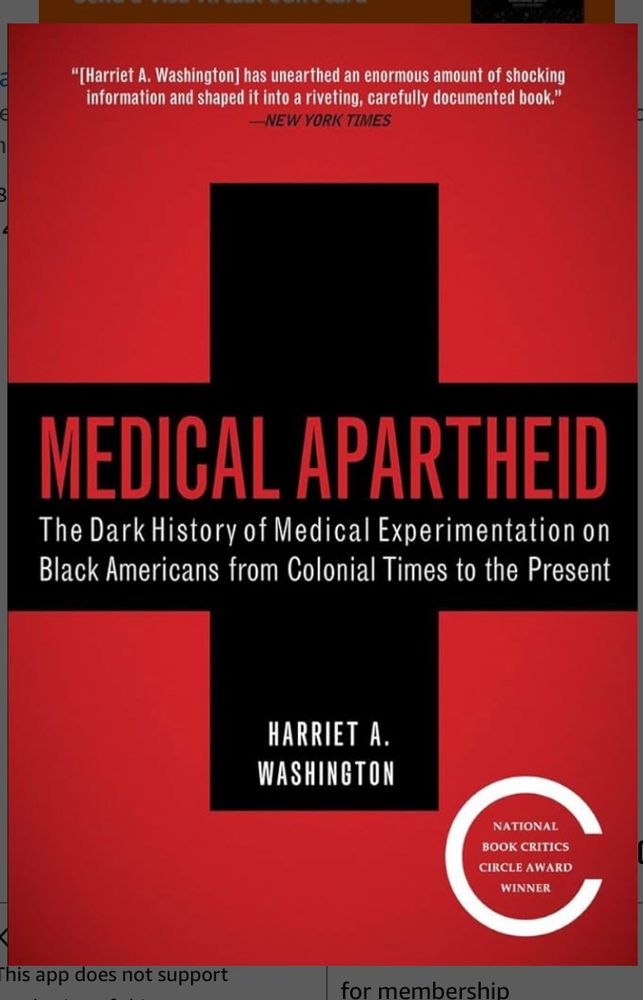 The cover of “Medical Apartheid” by Harriet A Washington