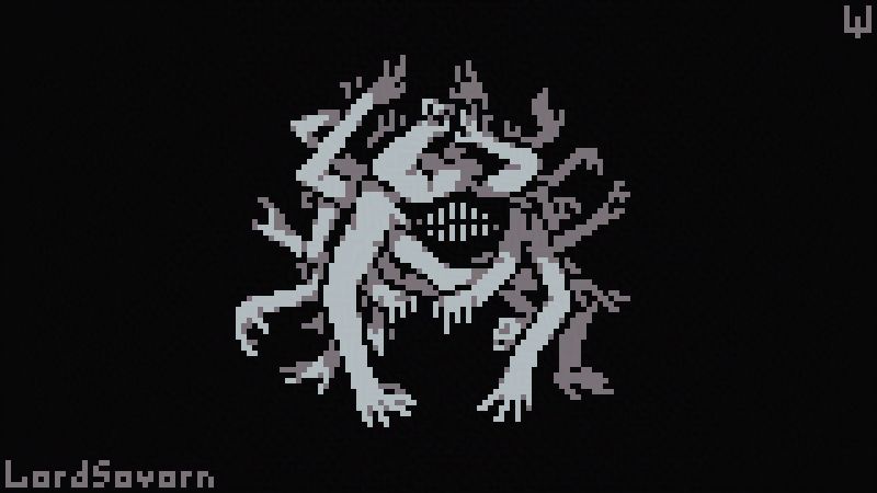 a monstrous ball of hands with crooked teeth in the dark space between all the shoulders and elbows