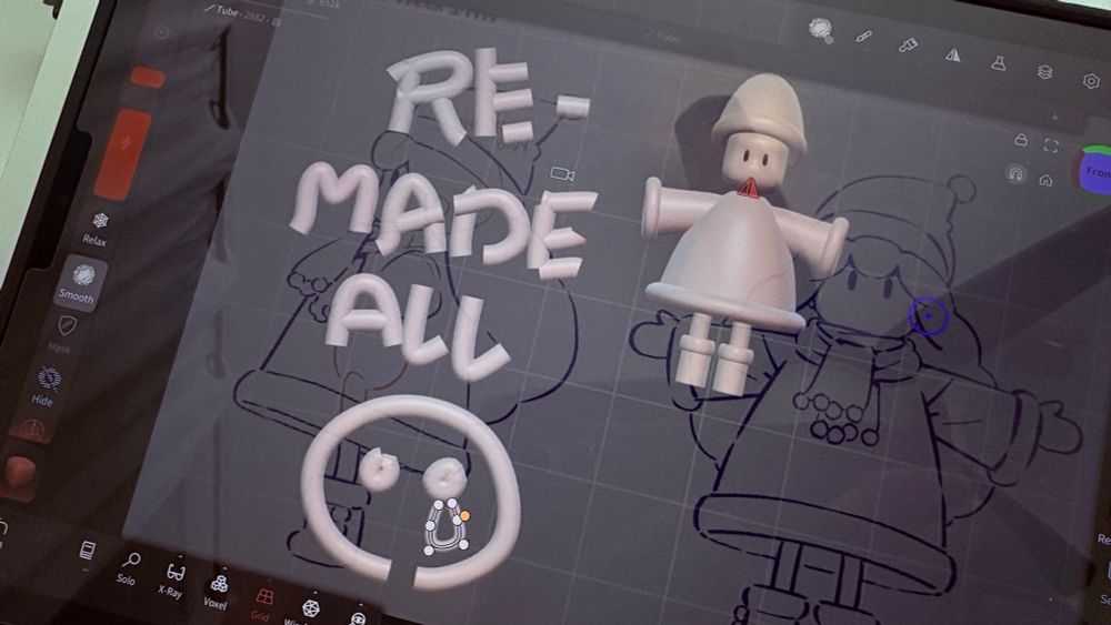 A crappy 3D with tube letters saying "RE-MADE ALL" and a sobbing emoji