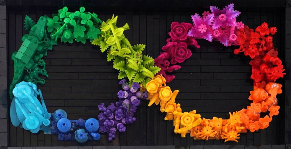 Rainbow infinity symbol Lego mosaic