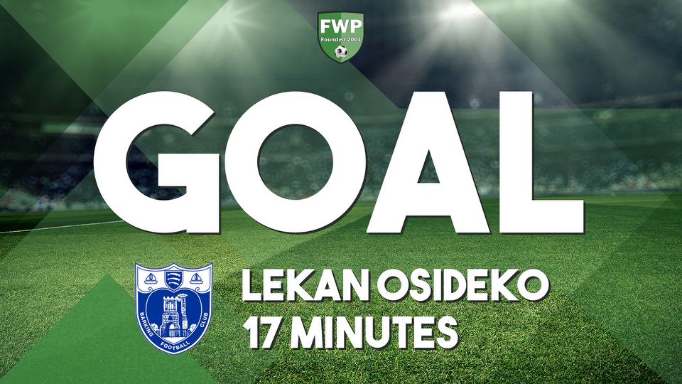 GOAL: BARKING 1-0 Grays Athletic - Lekan Osideko (17')