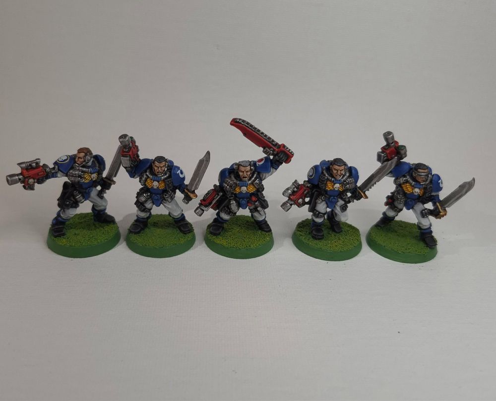 Ultramarine scout squad painted in classic 2nd edition 40k colours
