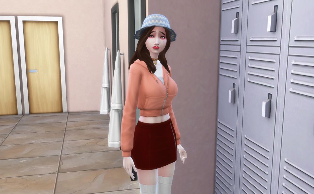 She feels embarrassed about wetting herself.