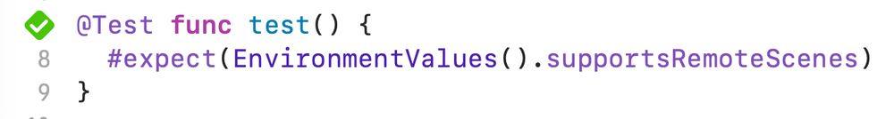 A unit test which verifies that an M1 Pro MacBook pro supports remote immersive spaces