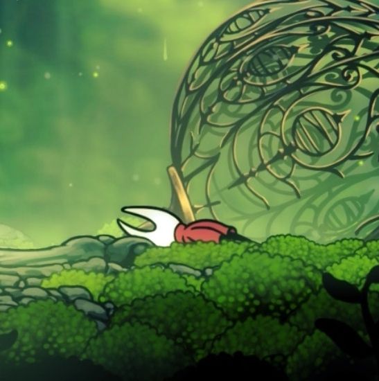 Hornet from Silksong collapsed on the ground after falling 