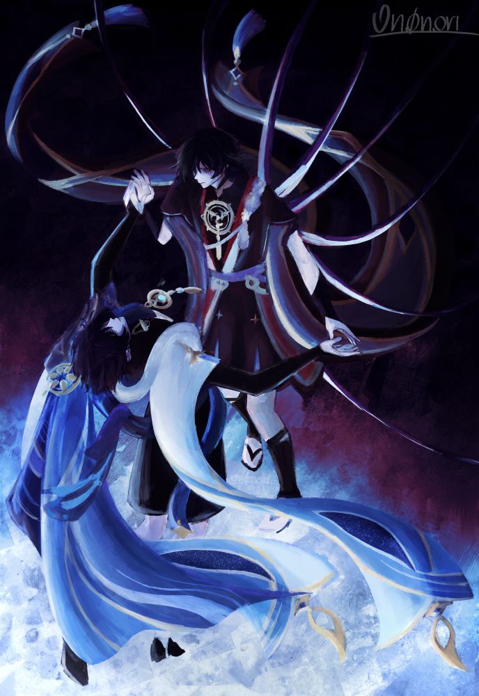 fanart of wanderer / scaramouche from genshin impact
