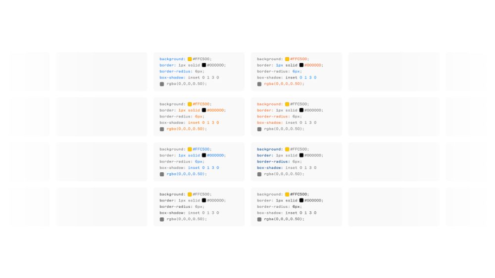 multiple syntax color explorations for the web app of the sketch