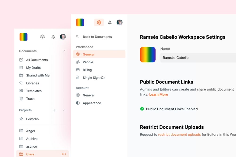 overview of the sidebar with updated icons and typeface