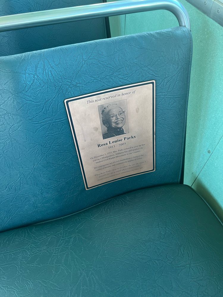 Bus with plaque for Rosa Parks