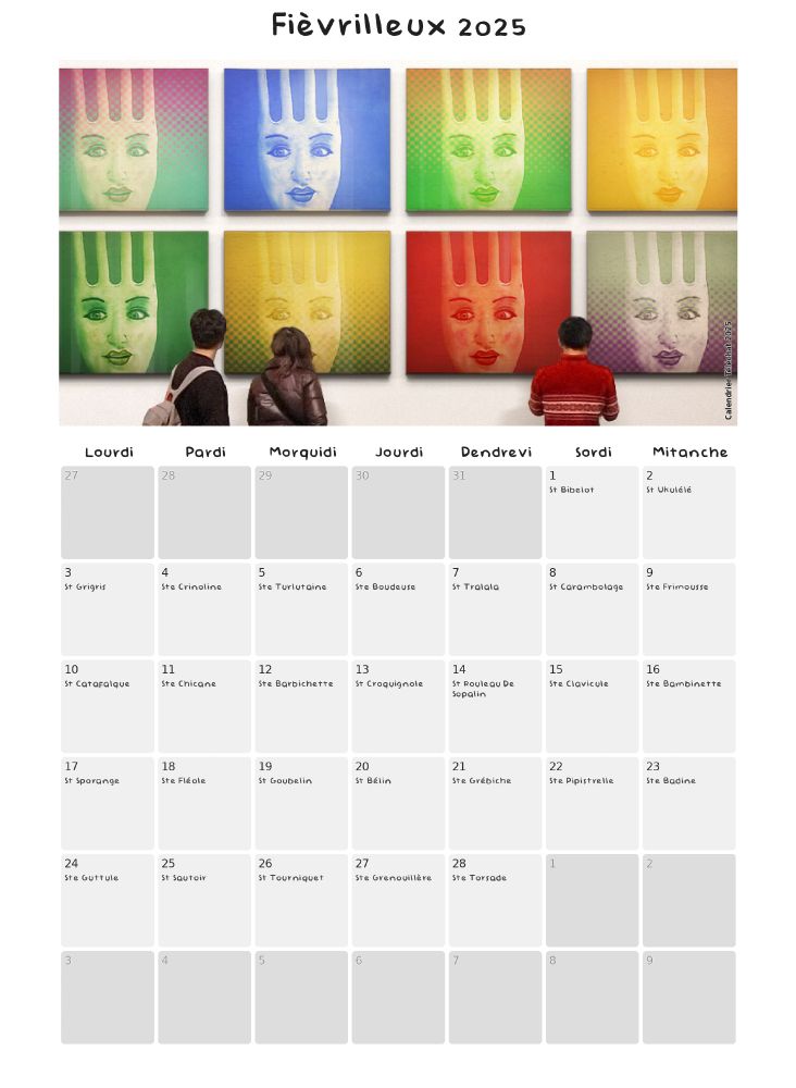 Calendrier Téléchat, mois de Fièvrilleux 2025