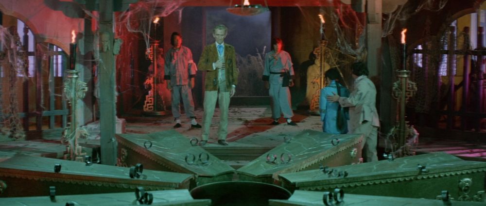 The party enters the vampiric lair, having dwindled down just to Van Helsing, his son, two of the Hsi brothers and the Hsi sister Mai Kwei.