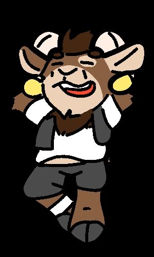 Dirk the ram as a chibi chilling 