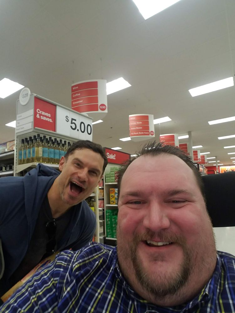 Flula Borg and me at Target in Newnan, Georgia.