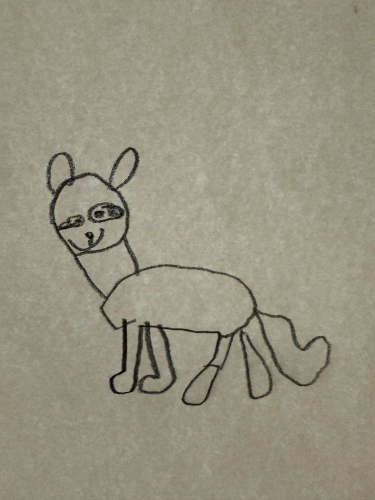 A children’s drawing of a fox.