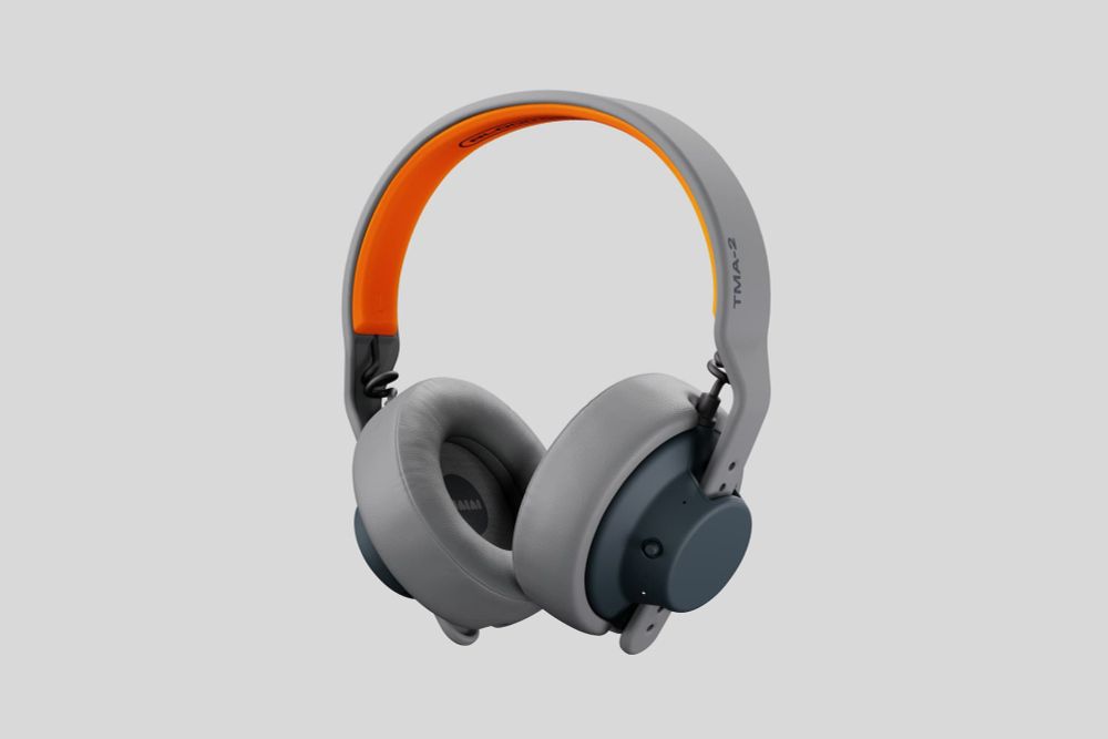 Publicity image of limited edition Blood Orange TMA-2 headphones by AIAIAI.