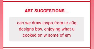 A strawpage ask: "can we draw inspo from ur c0g designs btw. enjoying what u cooked on w some of em"