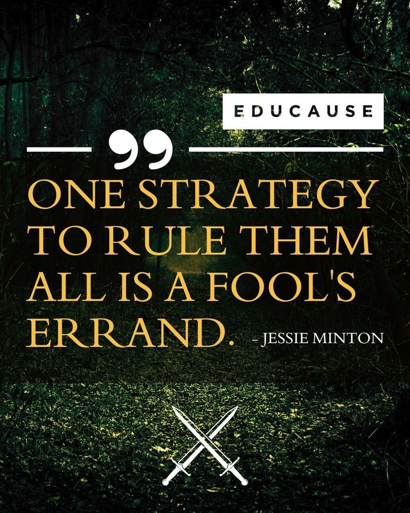 "One strategy to rule them all is a fool's errand." Jessie Minton