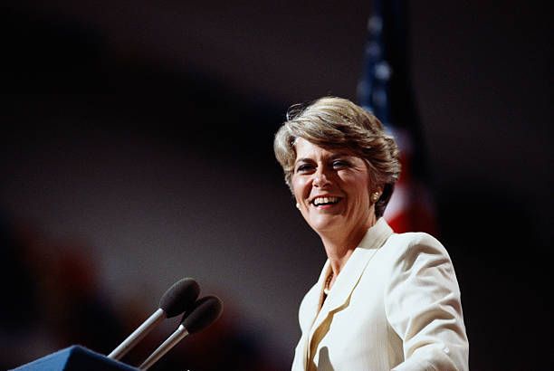 New York Representative Geraldine Ferraro on stage at the Democratic National Convention in San Francisco, California.