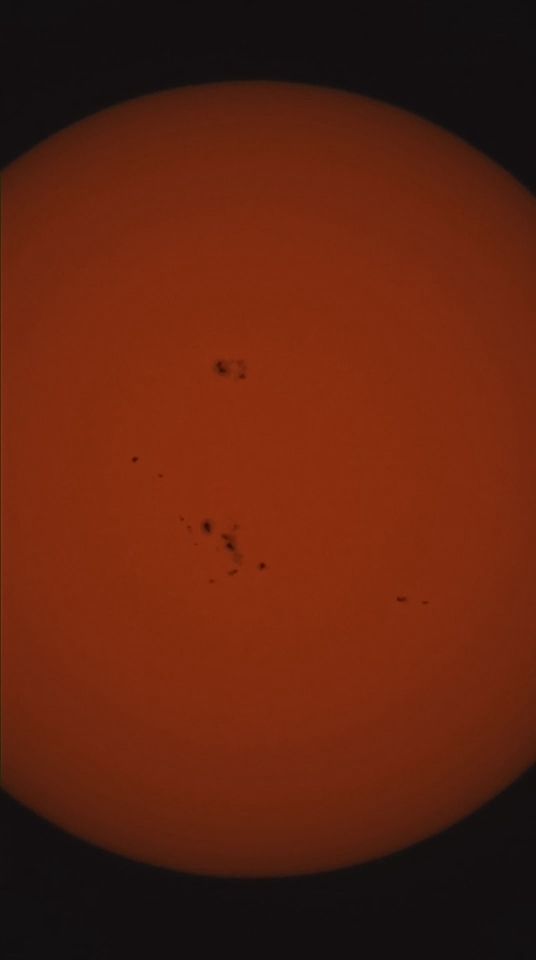 Zoomed in photo of sunspots on the sun
