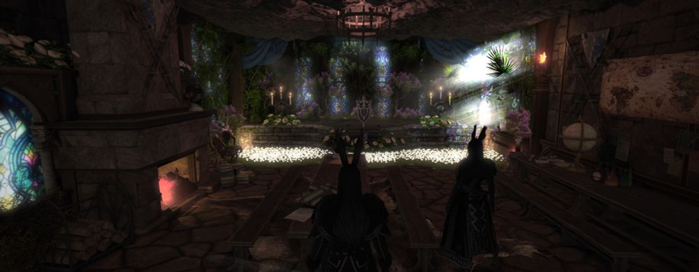 A collection of medieval accents was the goal of this build. A tavern-esque, stage like build with a warmer entry to fireplaces and old wooden tables. 