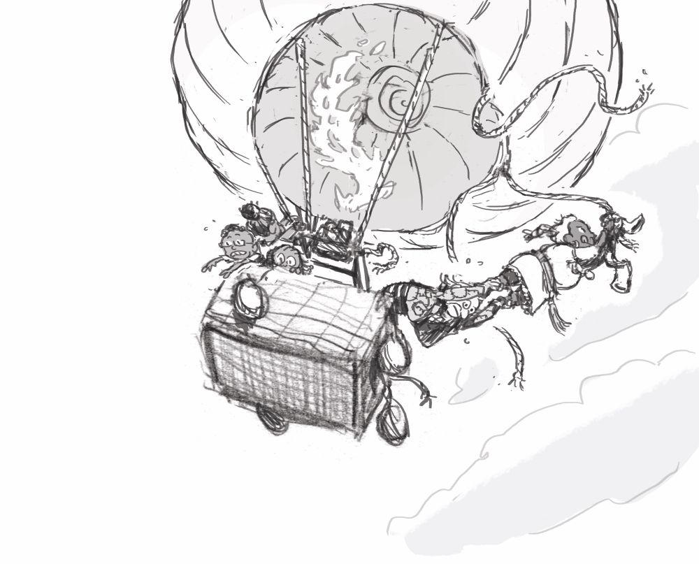 One of Louis Decrevel’s amazing images for the book Gram and Gran Save the Summer. 