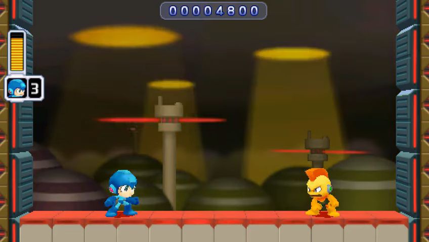 Bomb Man's arena in Powered Up, implying a sort of weapons factory? Cool background visually, but you're not out there to blow up things you'd be using to blow up.