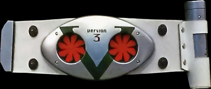 The updated Double Typhoon in Kamen Rider: The Next. More sleek but also bland and weirdly empty in the middle. 